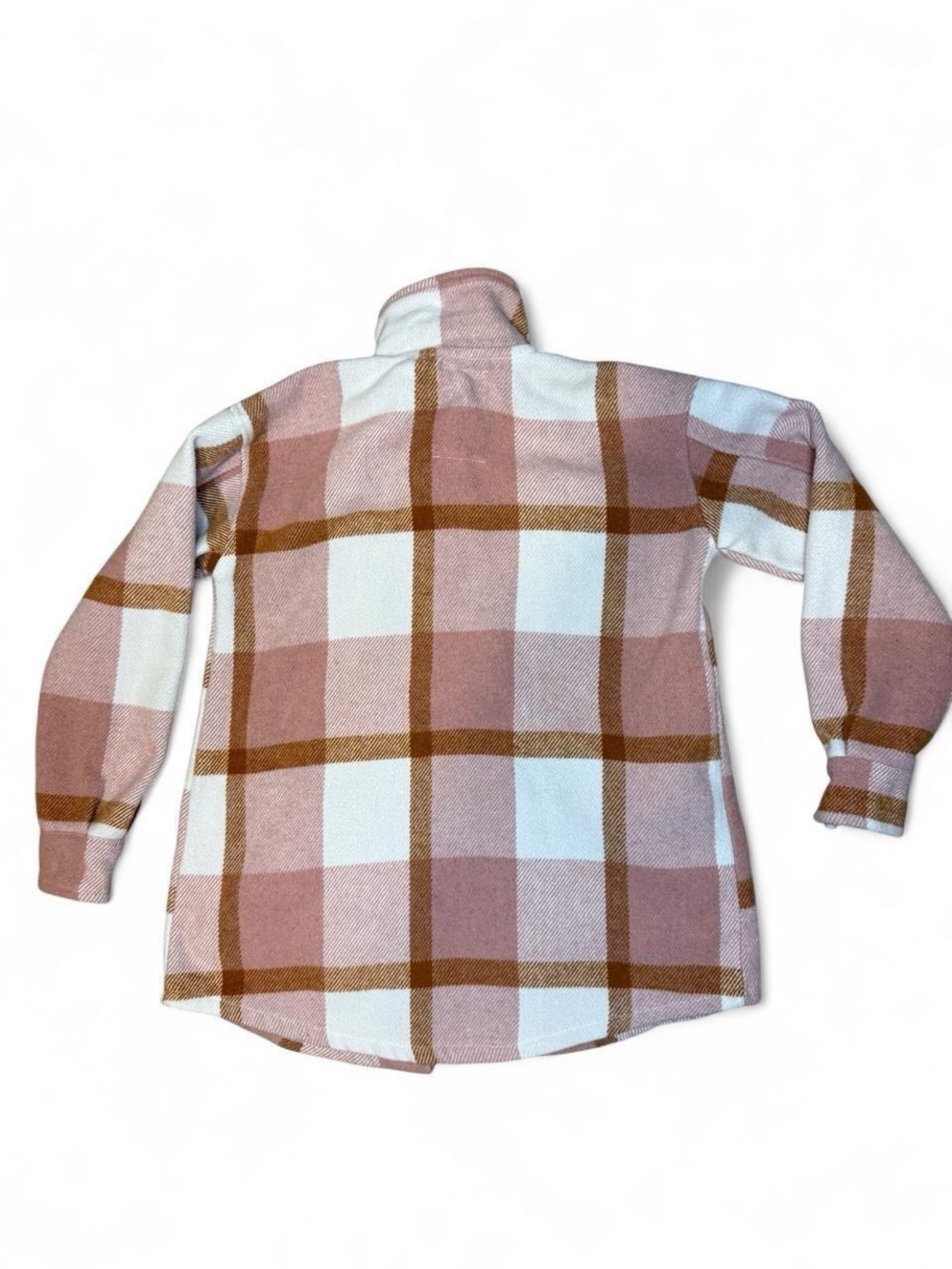 Girls 10 Plaid Shacket in Pink & White - Snap-Front Layering Jacket Fall - Picture 3 of 4